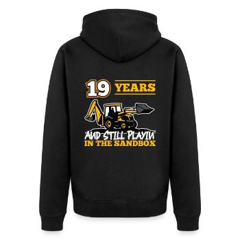 19 Jahre - 19 Jahre Alt - 19. Geburtstag - Bagger - Unisex Premium Bio Zip Hoodie - Schwarz - Hinten - Nico (187cm)