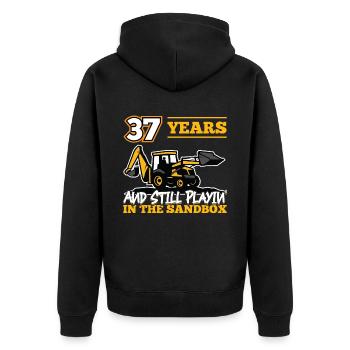 37 Jahre - 37 Jahre Alt - 37. Geburtstag - Bagger - Unisex Premium Bio Zip Hoodie - Schwarz - Hinten - Nico (187cm)