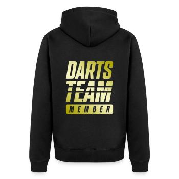 Darts Team - Unisex Premium Bio Zip Hoodie - Schwarz - Hinten - Nico (187cm)