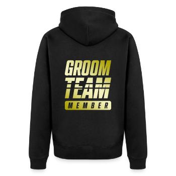 Groom Team - Unisex Premium Bio Zip Hoodie - Schwarz - Hinten - Nico (187cm)
