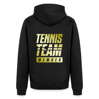 Tennis Team - Unisex Premium Bio Zip Hoodie - Schwarz - Hinten - Nico (187cm)