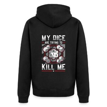 Mes dés essaient de me tuer - Veste à capuche bio Premium Unisexe - noir - Dos - Nico (187cm)