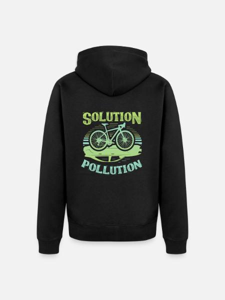 Polution Solution Environmental Protection Cycling - Unisex Premium Organic Zip Hoodie - black