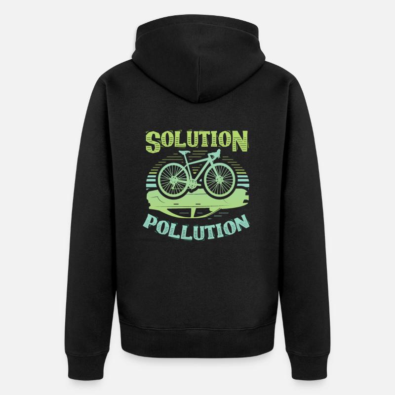 Polution Solution Umweltschutz Radfahren - Unisex Premium Bio Zip Hoodie - Schwarz