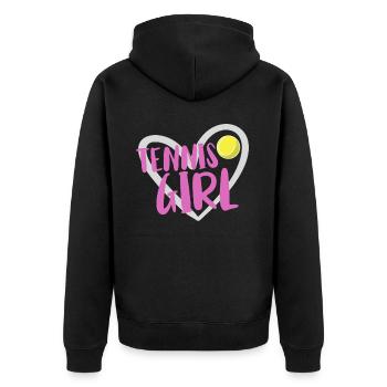 Tennis Geschenk - Unisex Premium Bio Zip Hoodie - Schwarz - Hinten - Nico (187cm)