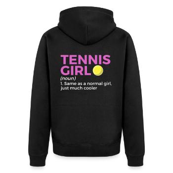 Tennis Geschenk - Unisex Premium Bio Zip Hoodie - Schwarz - Hinten - Nico (187cm)