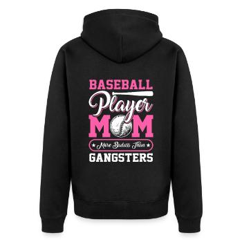 Baseballspieler-Mutter - Baseball - Unisex Premium Bio Zip Hoodie - Schwarz - Hinten - Nico (187cm)