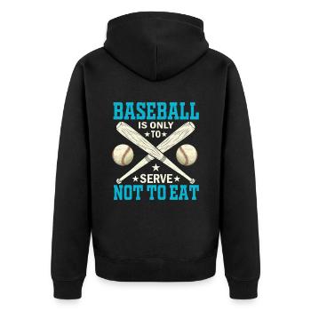 Baseball ist nur zum Dienen, nicht zum Essen - - Unisex Premium Bio Zip Hoodie - Schwarz - Hinten - Nico (187cm)