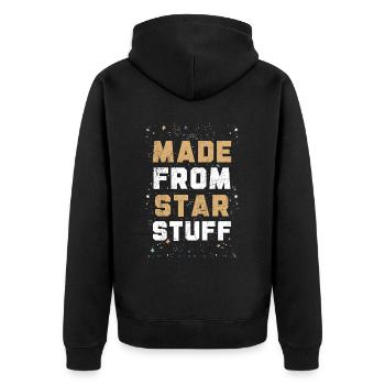 Hergestellt aus Sternzeug Astronom Astronomie - Unisex Premium Bio Zip Hoodie - Schwarz - Hinten - Nico (187cm)