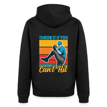 Werfen Sie es, wenn Sie nicht treffen können - - Unisex Premium Bio Zip Hoodie - Schwarz - Hinten - Nico (187cm)