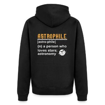 Astrophile Astronomie Astronomer Teleskop - Unisex Premium Bio Zip Hoodie - Schwarz - Hinten - Nico (187cm)