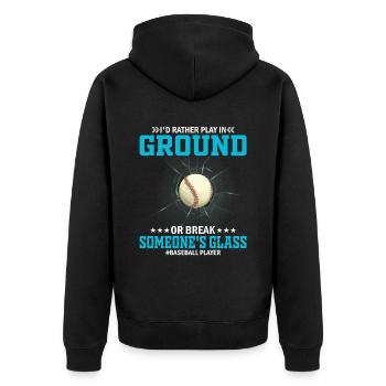 I'd rather play in the ground or someone's - Unisex Premium Organic Zip Hoodie - black - Back - Nico (187cm)