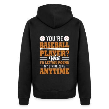 Sie sind Baseballspieler - Baseball - Unisex Premium Bio Zip Hoodie - Schwarz - Hinten - Nico (187cm)