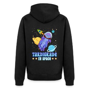 Bärtierchen im Weltraum Wasserbär - Unisex Premium Bio Zip Hoodie - Schwarz - Hinten - Nico (187cm)