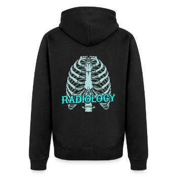 Radiologie - Radiologe - Unisex Premium Bio Zip Hoodie - Schwarz - Hinten - Nico (187cm)