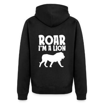 Roar I'm a Lion Funny Lazy Halloween Kostüm Wild - Unisex Premium Bio Zip Hoodie - Schwarz - Hinten - Nico (187cm)