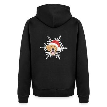 Golden Retriever Merry Christmas - Unisex Premium Organic Zip Hoodie - black - Back - Nico (187cm)