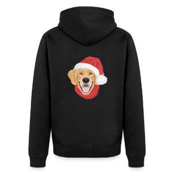 Golden Retriever Merry Christmas - Unisex Premium Organic Zip Hoodie - black - Back - Nico (187cm)