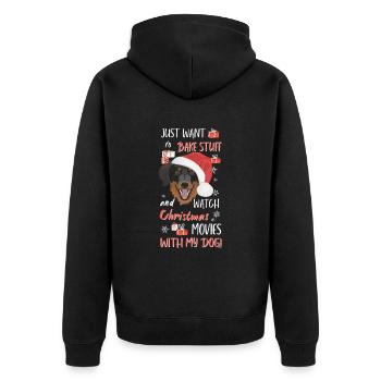 Hovawart Frohe Weihnachten - Unisex Premium Bio Zip Hoodie - Schwarz - Hinten - Nico (187cm)
