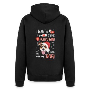 Jack Russell Terrier Mulled Wine Christmas - Unisex Premium Organic Zip Hoodie - black - Back - Nico (187cm)