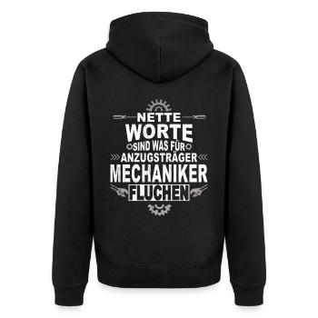 Lustiges KFZ Mechaniker Mechatroniker Mechaniker - Unisex Premium Bio Zip Hoodie - Schwarz - Hinten - Nico (187cm)