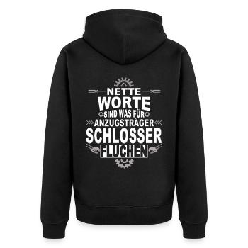 Metallbauer Schweißer Handwerker Schlosser - Unisex Premium Bio Zip Hoodie - Schwarz - Hinten - Nico (187cm)