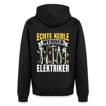 Elektroniker Humor lustiger Spruch Elektriker - Unisex Premium Bio Zip Hoodie - Schwarz - Hinten - Nico (187cm)