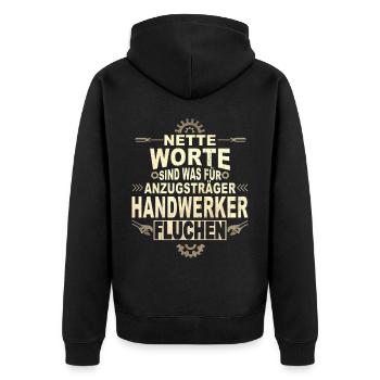 Handwerk Handwerker - Unisex Premium Bio Zip Hoodie - Schwarz - Hinten - Nico (187cm)