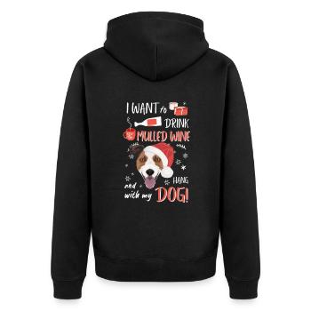 Jack Russell Terrier mulled wine Christmas - Unisex Premium Organic Zip Hoodie - black - Back - Nico (187cm)