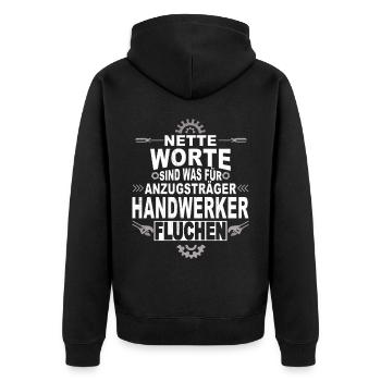 Handwerk Handwerker - Unisex Premium Bio Zip Hoodie - Schwarz - Hinten - Nico (187cm)