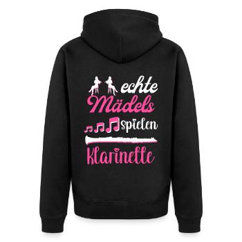 Klarinette Blasmusik Musikverein Orchester Jazz - Unisex Premium Bio Zip Hoodie - Schwarz - Hinten - Nico (187cm)
