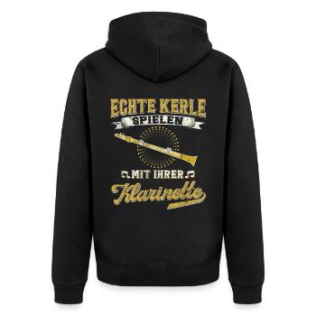 Klarinette Blasmusik Musikverein Orchester Jazz - Unisex Premium Bio Zip Hoodie - Schwarz - Hinten - Nico (187cm)