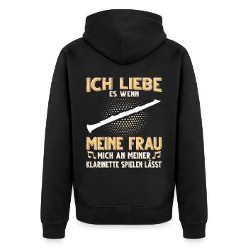 Klarinette Blasmusik Musikverein Orchester Jazz - Unisex Premium Bio Zip Hoodie - Schwarz - Hinten - Nico (187cm)