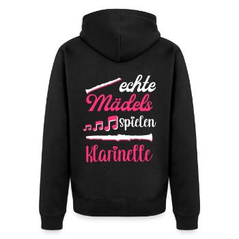 Klarinette Blasmusik Musikverein Orchester Jazz - Unisex Premium Bio Zip Hoodie - Schwarz - Hinten - Nico (187cm)