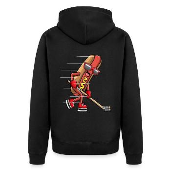Hot-dog dans un chignon Jouer au hockey sur glace Activités sportives - Veste à capuche bio Premium Unisexe - noir - Dos - Nico (187cm)