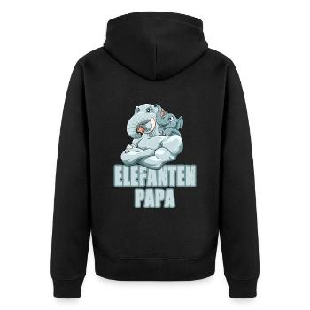 Starker Elefant mit Elefanten Kind - Unisex Premium Bio Zip Hoodie - Schwarz - Hinten - Nico (187cm)