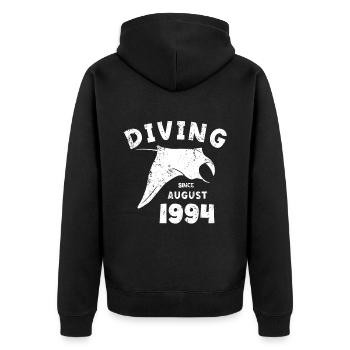 Taucher Geburtstag - Diving since August 1994 - Unisex Premium Bio Zip Hoodie - Schwarz - Hinten - Nico (187cm)