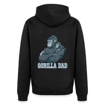 Gorilla Dad Gorilla Papa und Baby Papa Vatertag - Unisex Premium Bio Zip Hoodie - Schwarz - Hinten - Nico (187cm)