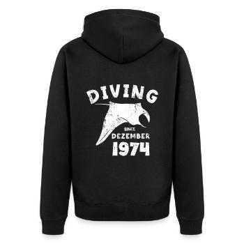 Taucher Geburtstag - Diving since December 1974 - Unisex Premium Bio Zip Hoodie - Schwarz - Hinten - Nico (187cm)