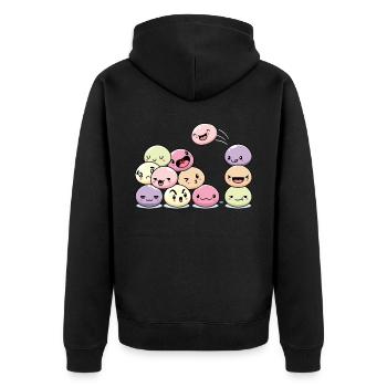 Kawaii Mochi Dessert Liebhaber Reiskuchen Anime - Unisex Premium Bio Zip Hoodie - Schwarz - Hinten - Nico (187cm)