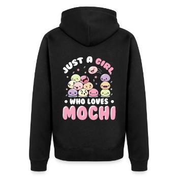 Just A Girl Who Loves Mochi Kawaii Dessert - Unisex Premium Bio Zip Hoodie - Schwarz - Hinten - Nico (187cm)