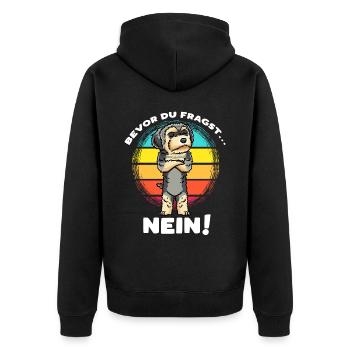 Morkie Hund Stur Nein - Unisex Premium Bio Zip Hoodie - Schwarz - Hinten - Nico (187cm)
