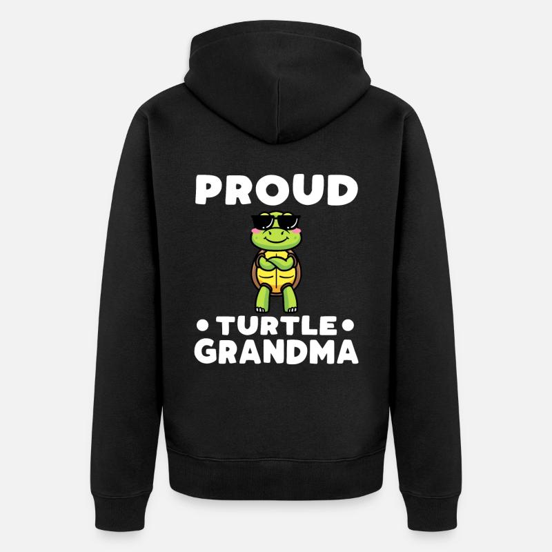 Fière grand-mère tortue - Veste à capuche bio Premium Unisexe - noir