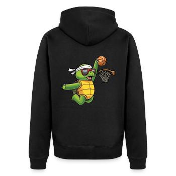 Turtle Basketball Play Sports - Unisex Premium Organic Zip Hoodie - black - Back - Nico (187cm)