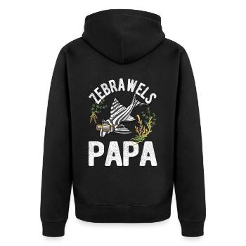 Zebrawels Papa Hypancistrus Fisch Fischhalter - Unisex Premium Bio Zip Hoodie - Schwarz - Hinten - Nico (187cm)