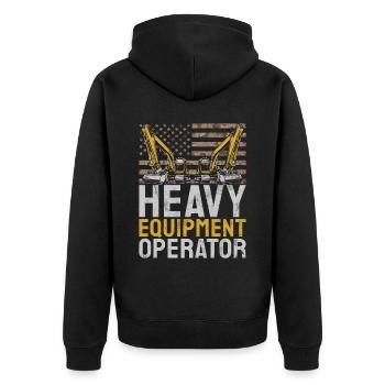 Lustige Bauarbeiter & Baustelle Baggerfahrer - Unisex Premium Bio Zip Hoodie - Schwarz - Hinten - Nico (187cm)