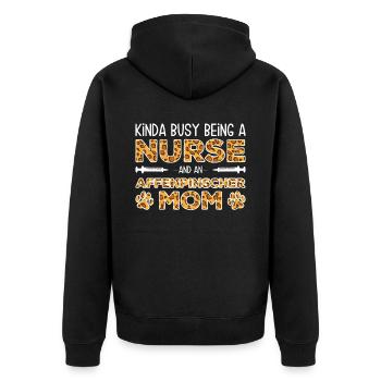 Ammenhundemutter - Affenpinscher - Unisex Premium Bio Zip Hoodie - Schwarz - Hinten - Nico (187cm)