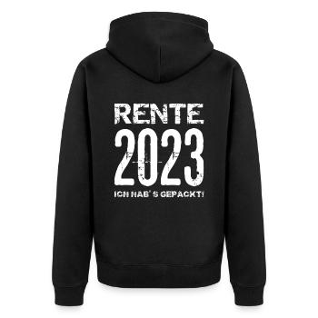 Ruhestand Rente Pension Renteneintritt Abschied - Unisex Premium Bio Zip Hoodie - Schwarz - Hinten - Nico (187cm)