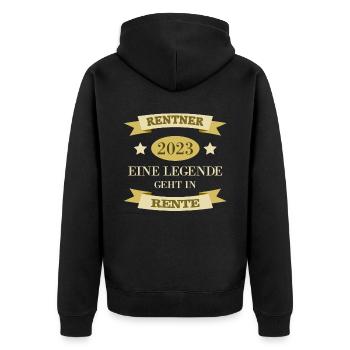 Ruhestand Rente Pension Renteneintritt Abschied - Unisex Premium Bio Zip Hoodie - Schwarz - Hinten - Nico (187cm)