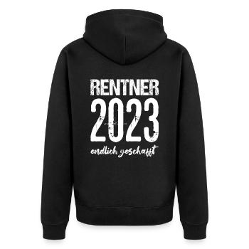 Ruhestand Rente Pension Renteneintritt Abschied - Unisex Premium Bio Zip Hoodie - Schwarz - Hinten - Nico (187cm)